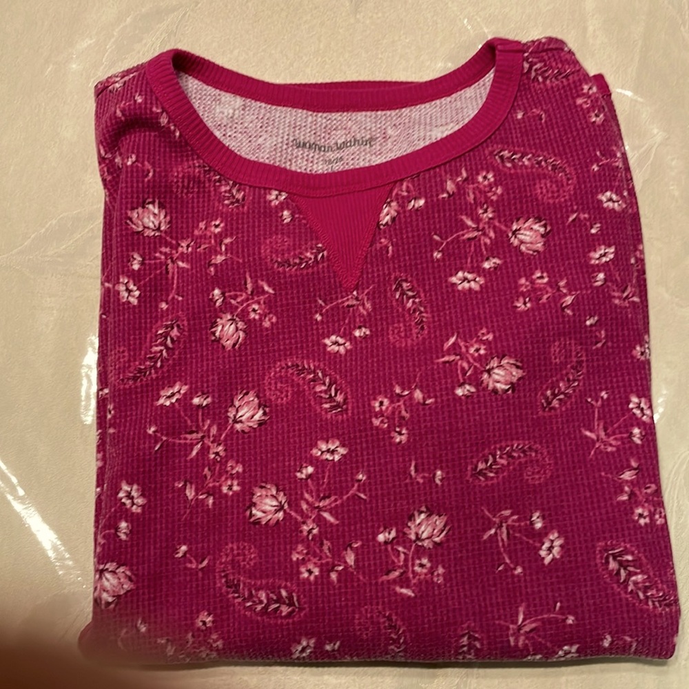 Woman Within thermal sweatshirt.  Long sleeve.  Crew neck. Cranberry.